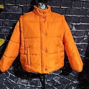 Culture Couture Convertible Orange Weather Proof Jacket Size L NWT